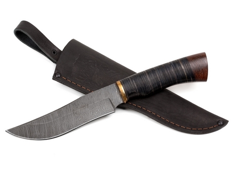 Нож Бухарский(дамаск, рукоять кожа, венге)