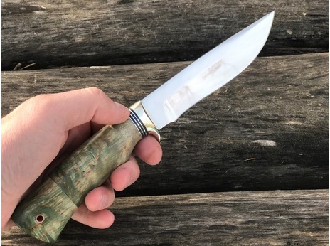 Нож Лиса (elmax, рукоять стабилизированная карельская береза)