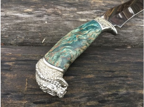 Нож Бухарский(сталь ELMAX,  рукоять стабилизированная карельская береза)