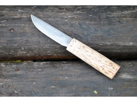 Нож Якутский (дамаск, рукоять карельская береза)