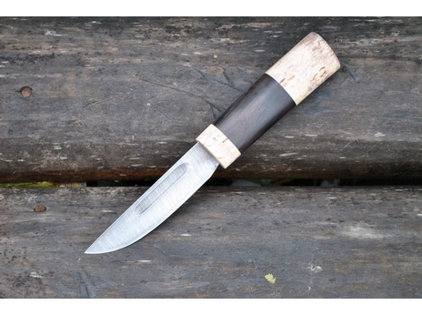 Нож Якутский (дамаск, рукоять карельская береза, граб)