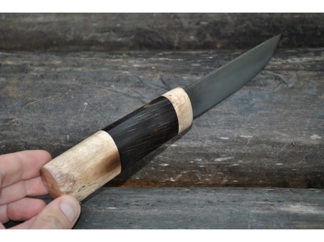 Нож Якутский (дамаск, рукоять карельская береза, граб)