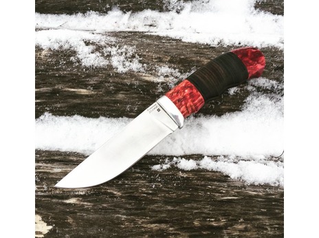 Нож Егерь (Х12МФ, рукоять кожа, стабилизированная карельская береза)