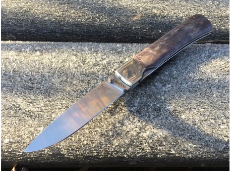Складной нож Бобр (сталь Elmax, стабилизированная карельская береза)