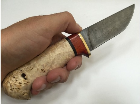 Нож Егерь (дамаск, рукоять карельская береза)