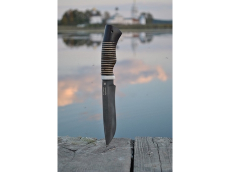 Нож Гепард (сталь Х12МФ, рукоять кость, береста, кожа, граб)