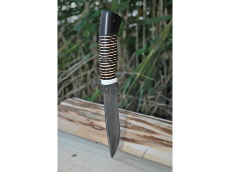 Нож Гепард (сталь Х12МФ, рукоять кость, береста, кожа, граб)