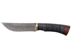 Нож Кабан (дамаск, рукоять кожа, венге)
