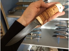 Нож Витязь  (сталь ХВ5, рукоять кость, береста)
