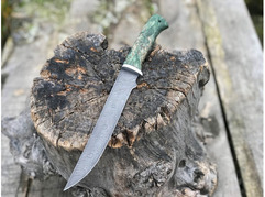 Нож Ягуар  (дамасская сталь, рукоять стабилизированная карельская береза)