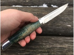 Нож Норвежский  ( сталь S390, рукоять стабилизированная карельская береза)