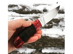 Нож Егерь (Х12МФ, рукоять кожа, стабилизированная карельская береза)