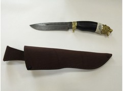 Нож Гепард  (дамаск, рукоять кожа, кость)