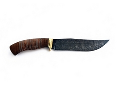 Нож Бухарский (дамаск, рукоять кожа, венге)